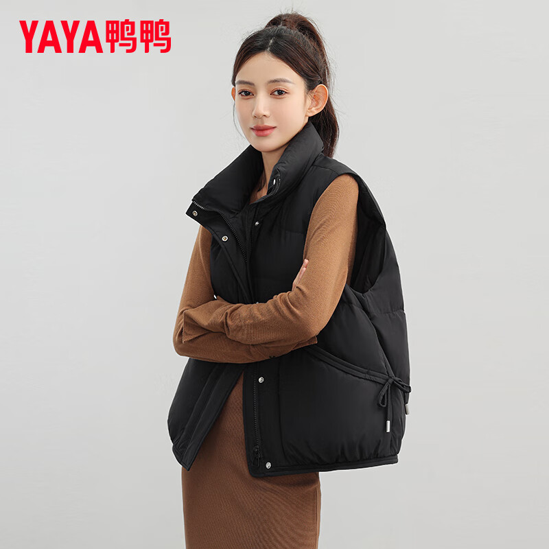 鸭鸭（YAYA）【反季】羽绒马甲女冬季新款短款小个子休闲保暖时尚百搭外套YP 基础黑 M