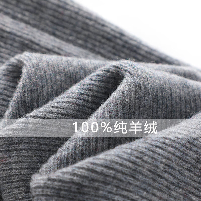 JEEP SPIRIT吉普轻奢纯羊绒围脖男女冬款鄂尔多斯针织毛脖套 浅灰色