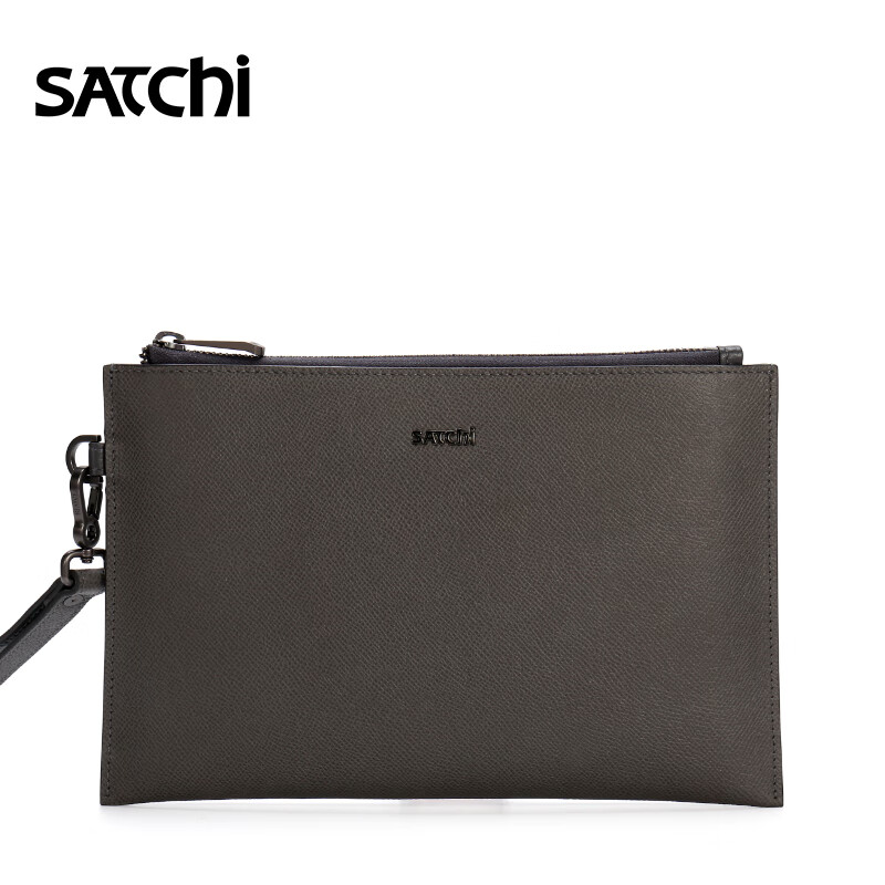satchi沙驰手拿包新款时尚真皮手腕带信封包头层牛皮多卡位手机位手