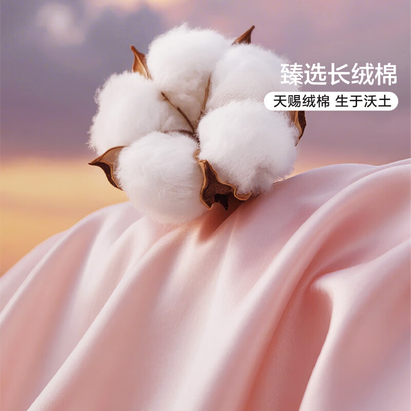 馨而乐（Bravo）富安娜出品四件套100支长绒棉贡缎高级轻奢结婚粉色床上用品230*229cm