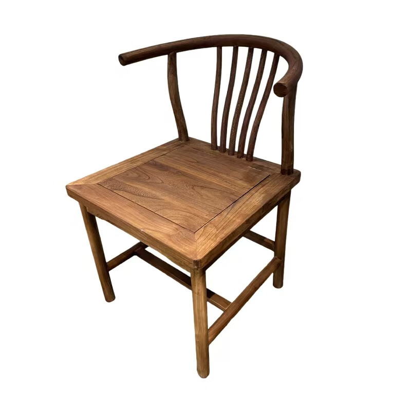 老榆木椅子靠背椅中式椅子圈椅茶桌主椅中古风实木椅子办公餐桌椅 海棠主椅