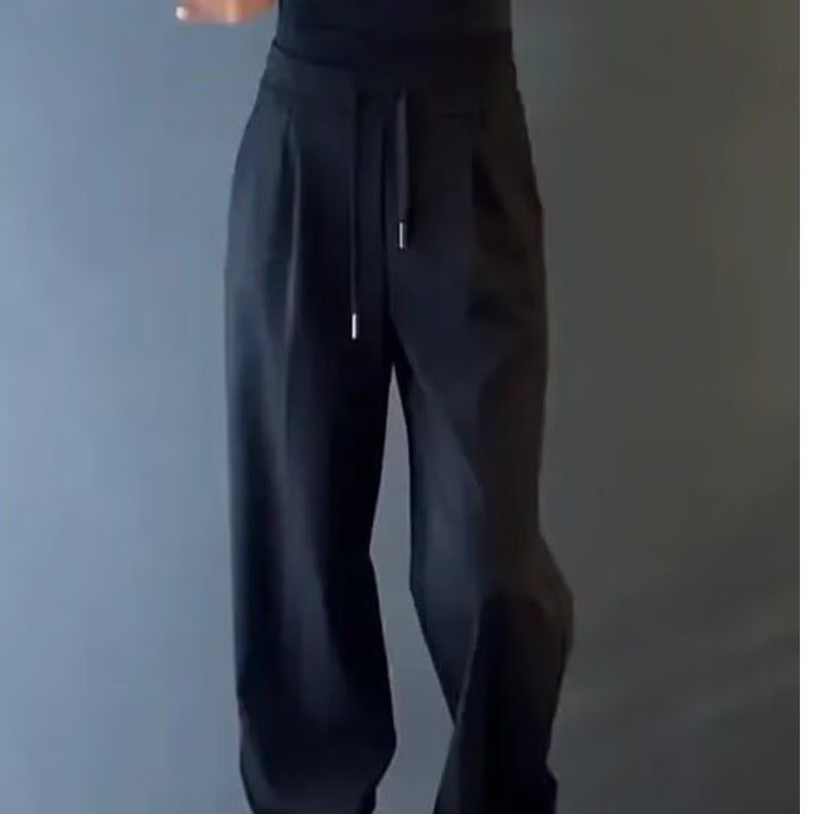 罗鸣老人 2025秋季新款轻奢休闲裤混纺运动宽松舒适直筒正品男裤显瘦 黑色 XL （建议130-145斤）