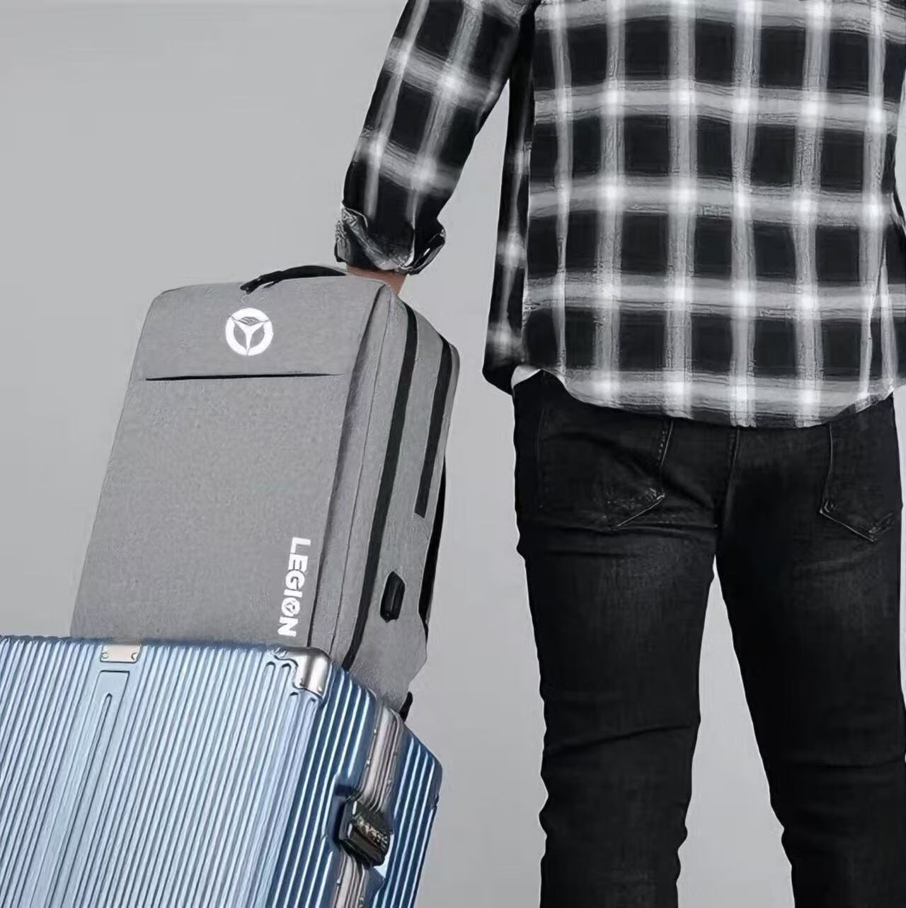 红同拯救者y9000P电脑双肩包y7000p笔记本背包r9000p双肩包r700电脑包 23黑色【气囊】炫Y 17.3英寸