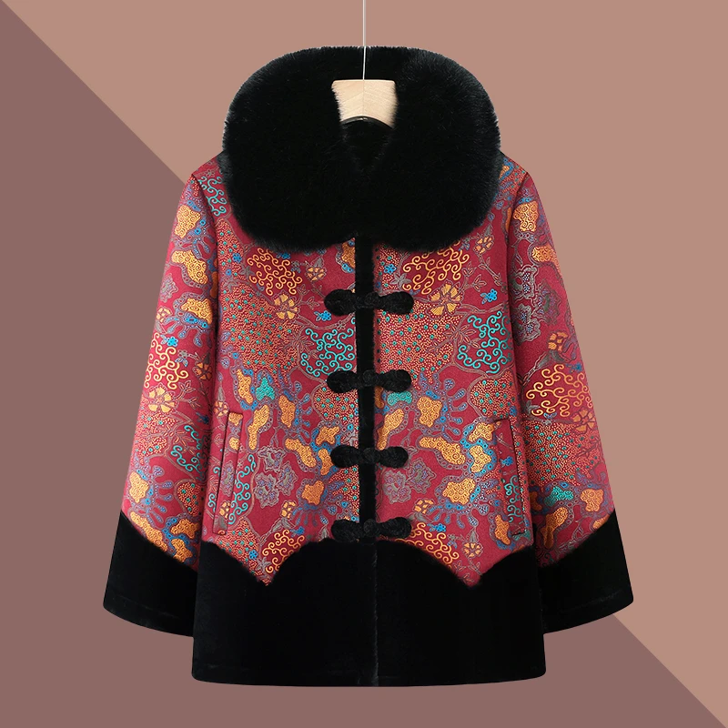 【热销爆款】阔太太老年棉袄奶奶冬装棉衣厚外套2025新款加绒保暖 红色【加绒加厚】阔太太棉袄 2XL (建议100-115斤左右)