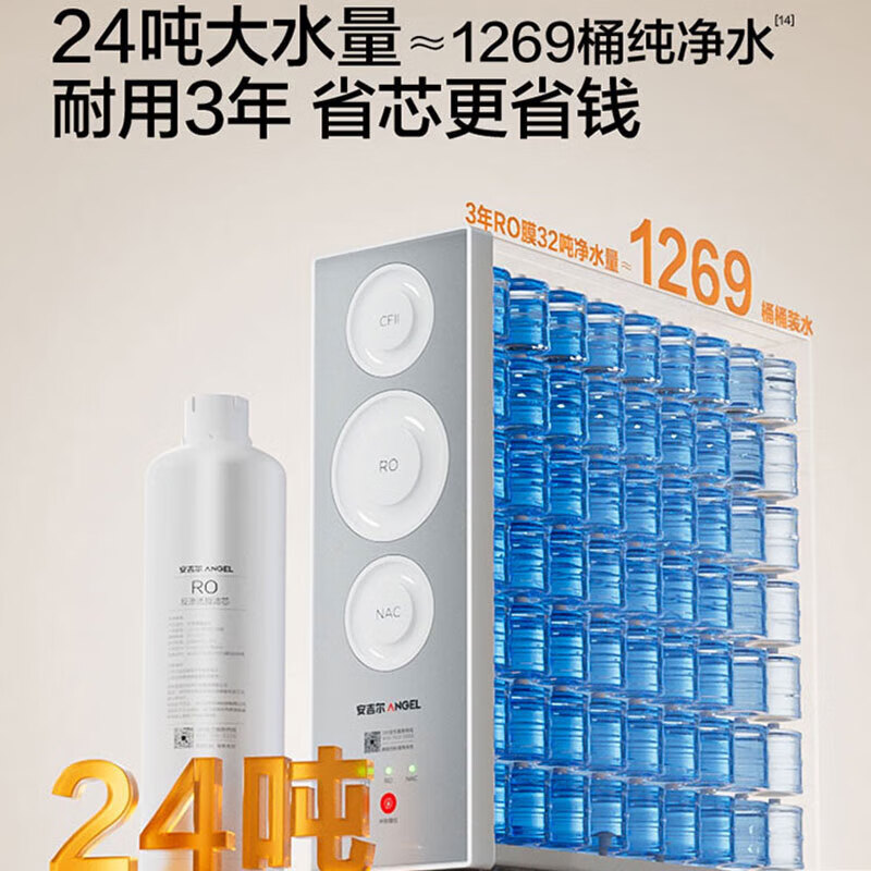 安吉尔【肖战代言】净水器家用直饮 魔方2代1500 超薄机身APCM去除菌 长效反渗透自来水过滤器厨下净水机 【热销18万+台】航天除菌科技净水器