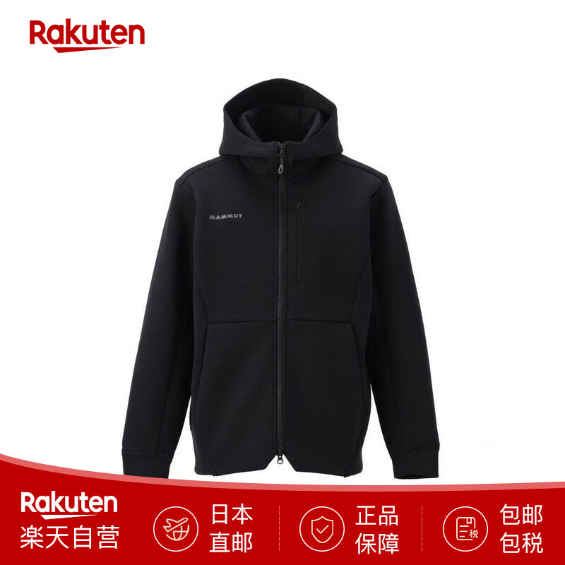猛犸象MAMMUT男士休闲外套上衣亚洲版夹克拉链连帽衫1014-04980日本直邮 0001：black 3XL