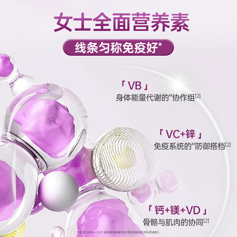 双心（Doppel herz）女士复合维生素17种营养叶酸烟酰胺生物素B族60粒/盒 【3盒体验】成人女士专研