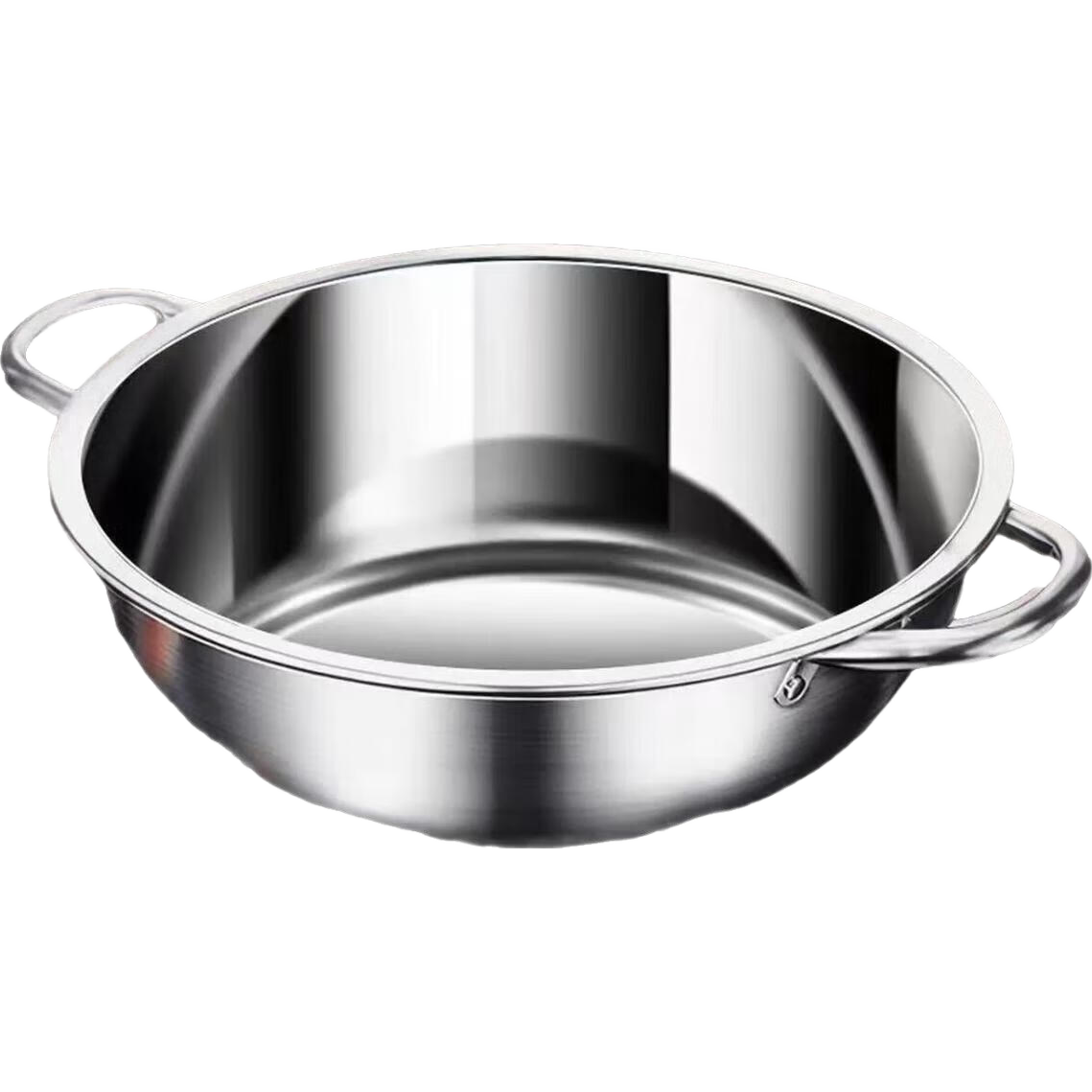 不锈钢清汤锅和面盆厨房烘焙家用火锅盆洗菜打蛋汤锅料理盆 清汤锅（无手柄）送汤勺 26cm