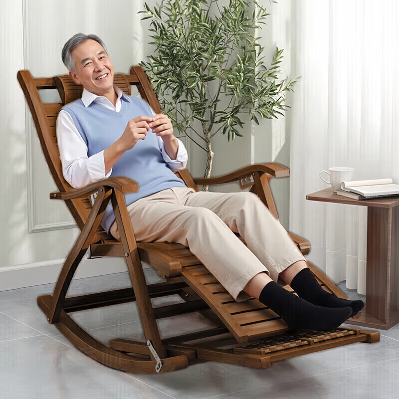 267 千禧华府躺椅摇摇椅成人阳台午休老人可按摩单人折叠椅晒太阳藤椅楠竹茶色 65领5折进去看看 - 线报酷