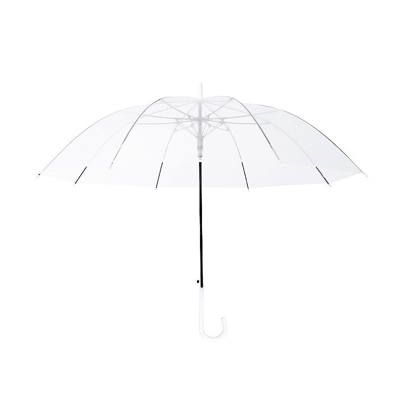 天瑋傘業(yè)（Tianwei umbrella）透明傘加固抗風長柄傘定制自動純色 加厚透明傘纖維骨-白色