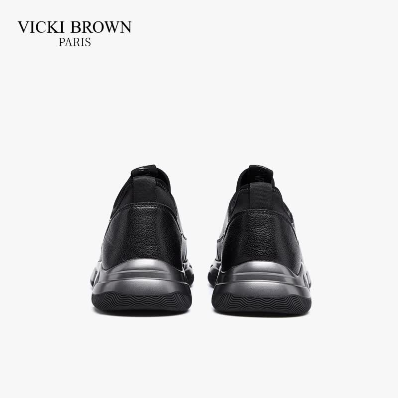 未毕（VICKI BROWN）法国品牌VB男鞋【升腾系列】舒适透气商务皮鞋防滑户外运动休闲鞋 黑色 40 (250mm) 欧码