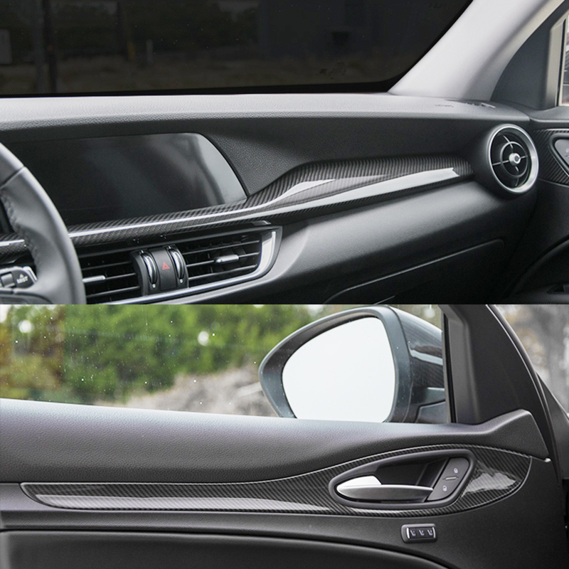 阿尔法罗密欧stelvio碳纤维内饰套件装饰 斯泰维suv中控车门内饰件