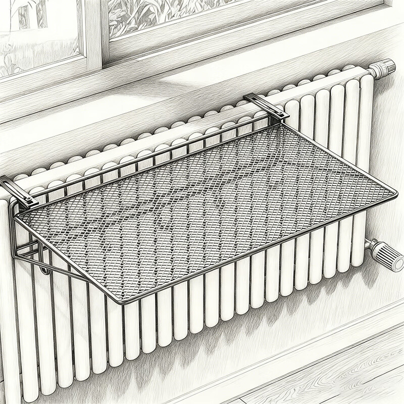 尔思家暖气片置物架晾衣架专用神器烘干暖气管上方晾晒架可调节整理架 黑色大号