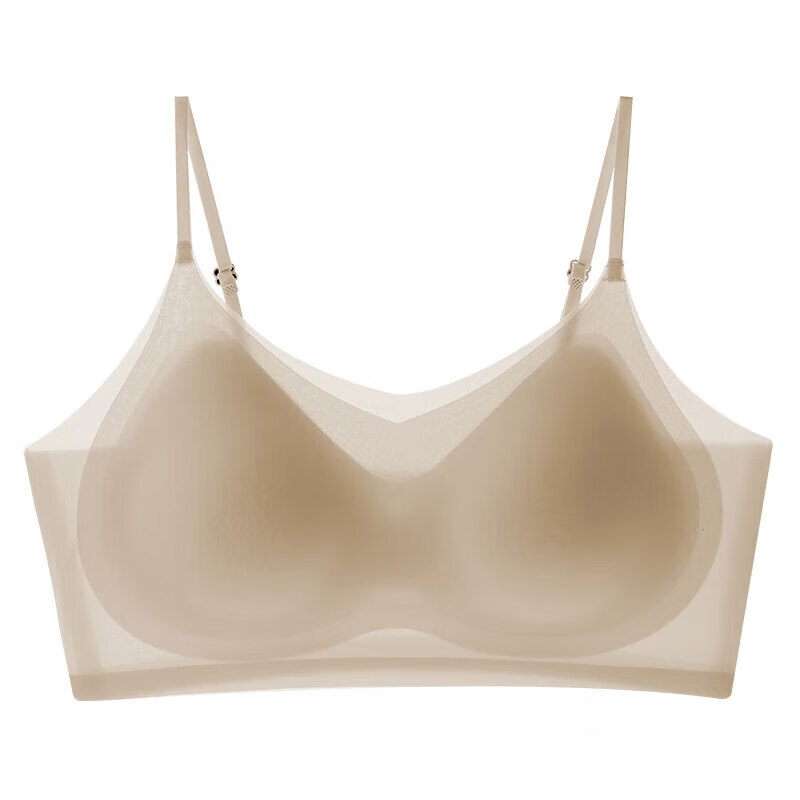 顶瓜瓜聚拢美背夏季运动风抹胸透气女士及胸无钢圈冰丝舒适内衣文胸 肤色 L 34/75ABC