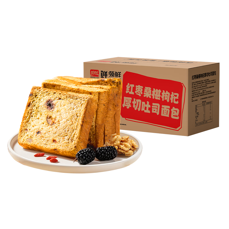 盼盼红枣桑椹枸杞厚切吐司面包 早餐面包三明治休闲零食源头直发500g