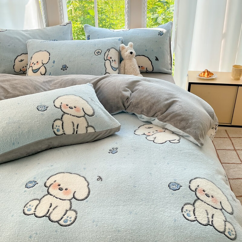 麦琪娜 雪花绒单被套双人被套单品被套水晶绒金貂绒单被套 绒毛细密柔软舒适 20支 机灵狗 200cm*150cm