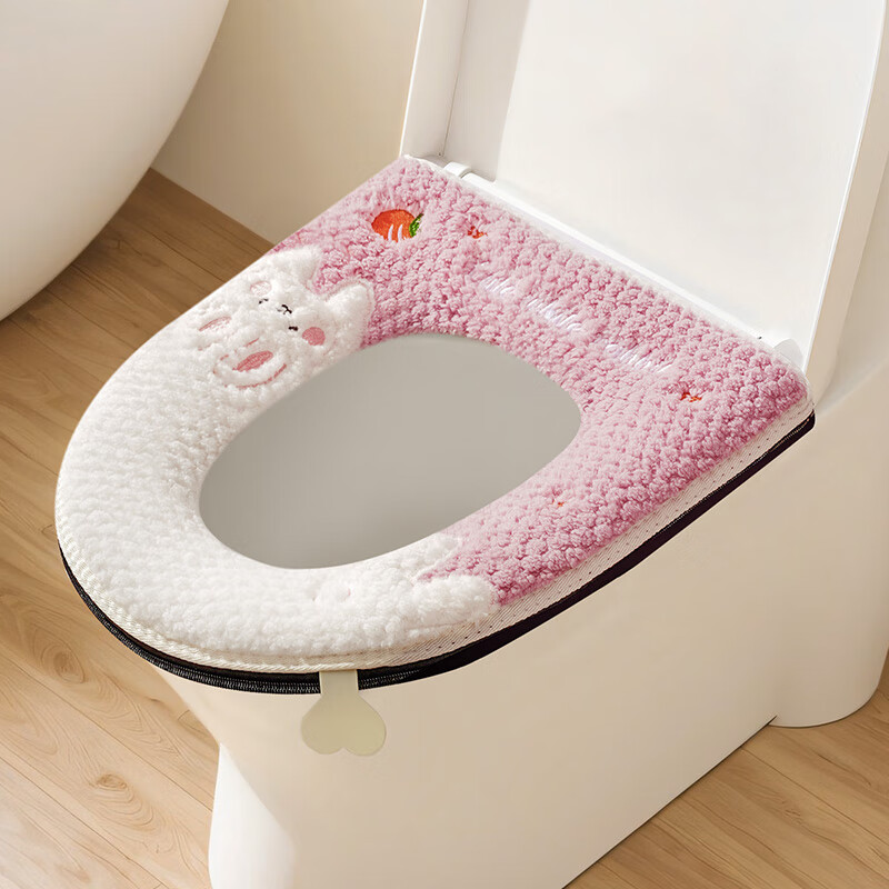 Creative art马桶圈马桶垫子保暖秋冬季加绒防水坐便垫套粘贴式拉链款四季通用 【不掉色 不掉毛】加绒加厚