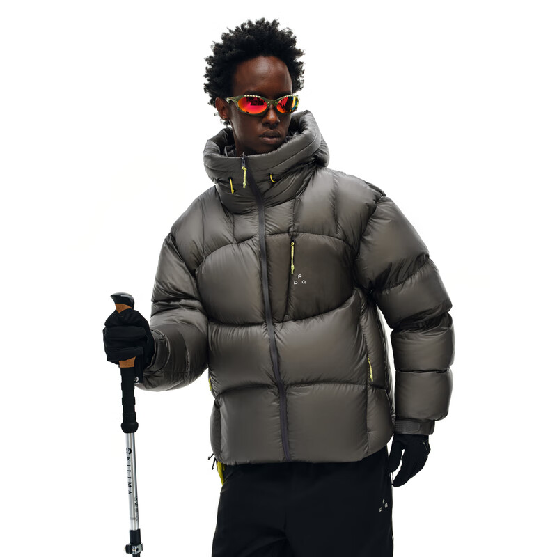 FPA撞色口袋95白鸭绒连帽羽绒服男款冬季2025最新款加厚防寒情侣外套 深灰色 L