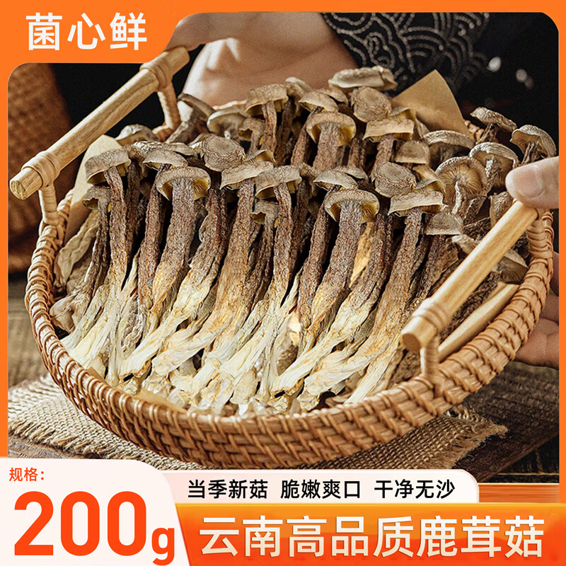 菌心鲜 鹿茸菇200g 云南特产菌菇干货蘑菇山珍菇类煲汤炖汤料包火锅食材