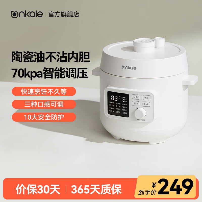 ankale家用全自动电压力锅 一锅双胆不锈钢内胆 高压快煮可开盖高压锅电饭煲多功能锅  3L 单胆（陶瓷油）