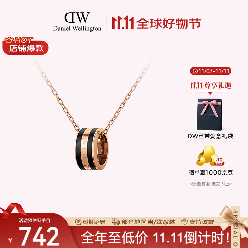 丹尼尔惠灵顿（DanielWellington）DW项链女情侣吊坠百搭时尚锁骨链七夕情人节礼物送女友DW00400305