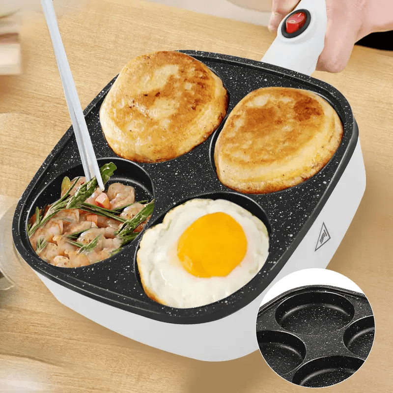 堡锅不粘锅多功能肉蛋神器汉堡机平底煎电蛋家用煎蛋锅早餐饼饺锅 三合一插电汉堡锅带盖