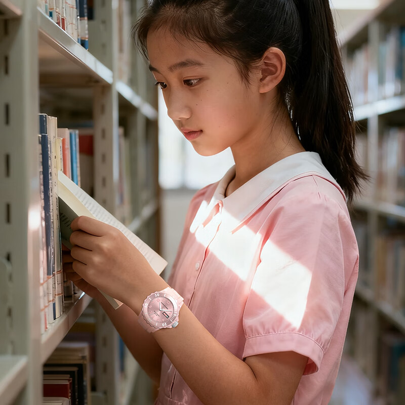 GAIN STARRYins高颜值光动能手表女生手表初高中生考试手表开学礼物太阳能 粉色-光动能