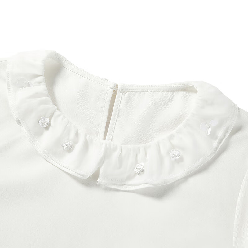 乐町【商场同款】乐町可爱雪纺衫女冬双层娃娃领领精致上衣C1CDF4607 奶油米(现货) M