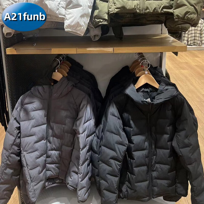 A 21 FUNB莫雷加德同款男装PUFFTECH空气棉服连帽外套 深灰色 S