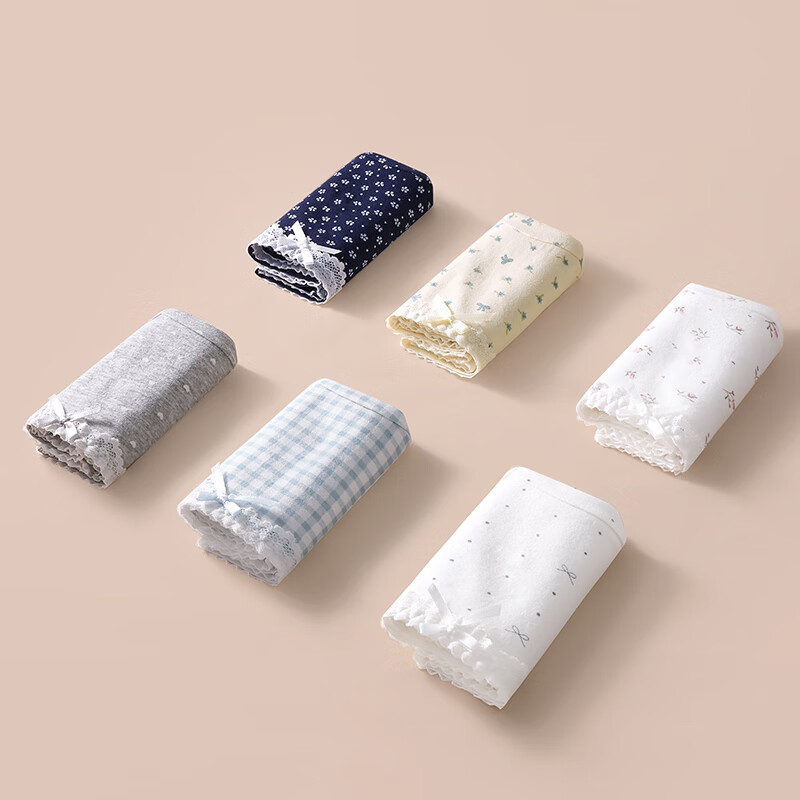 芬腾10条装丨纯棉内裤女100%棉7A抗菌全棉底裆-多款可选 【7A】F款随机颜色各2条,共 XL (纯棉款) (120-140斤)