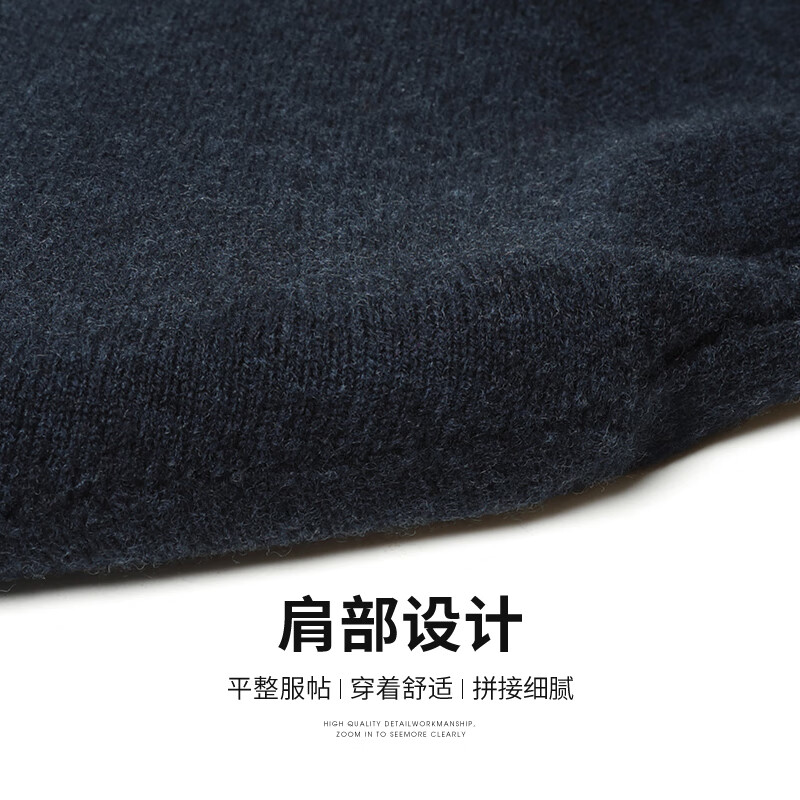 SHANSHAN杉杉纯羊毛衫男冬季新款绵羊毛加厚圆领毛衣男士休闲内搭毛衣 黑色 2XL /185