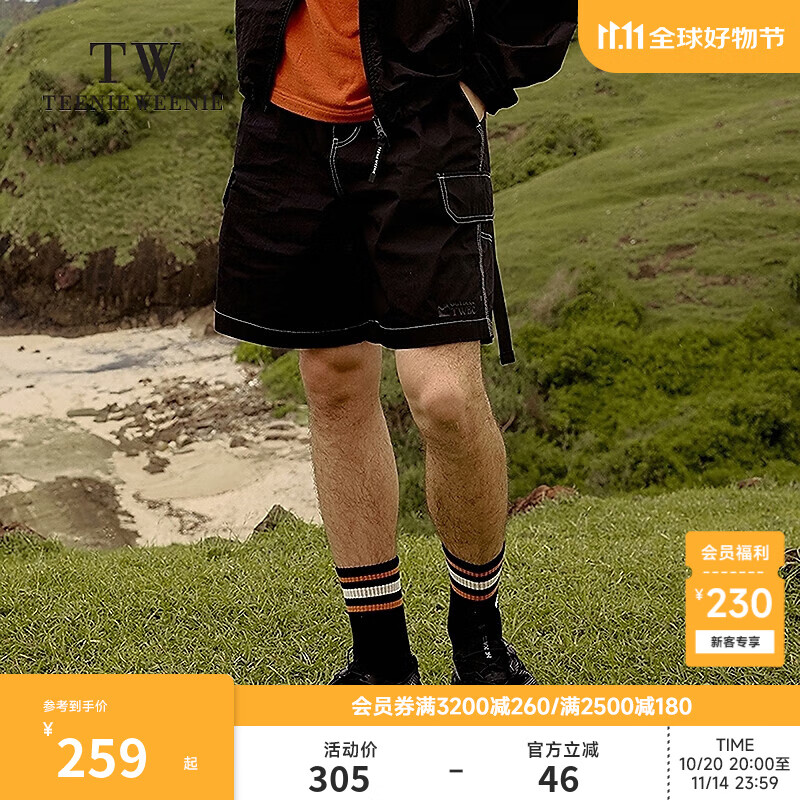 Teenie Weenie小熊男装短裤2025年春夏新款山系潮流户外休闲工装裤 黑色 M