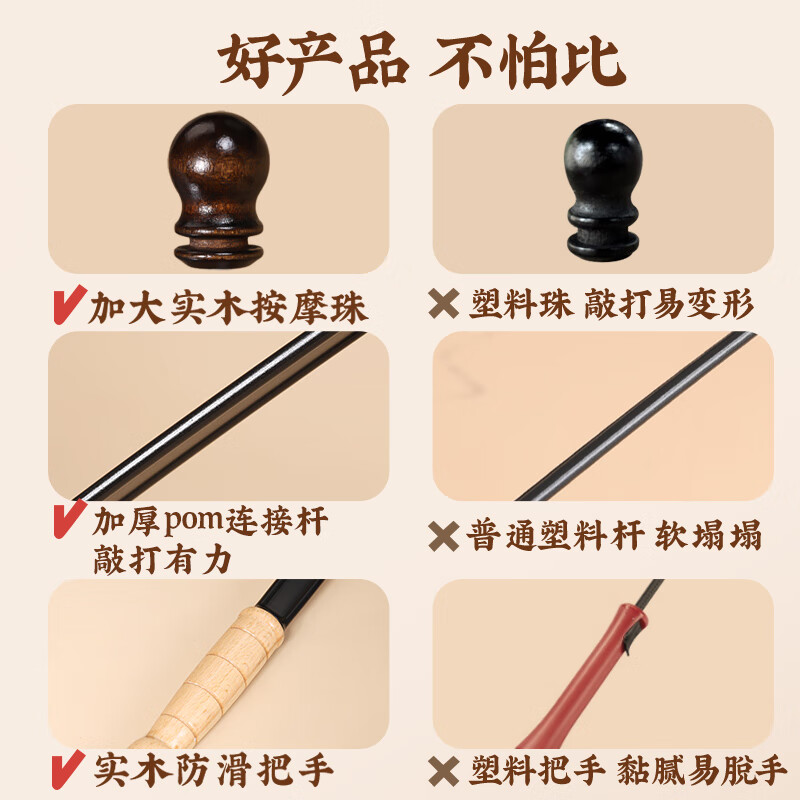 LUCYLEE美国按摩捶敲打经络锤子拍打器敲背养生捶背神器肩颈手持式筋络捧 【高弹气囊款】圆头双面按摩敲打锤*1个