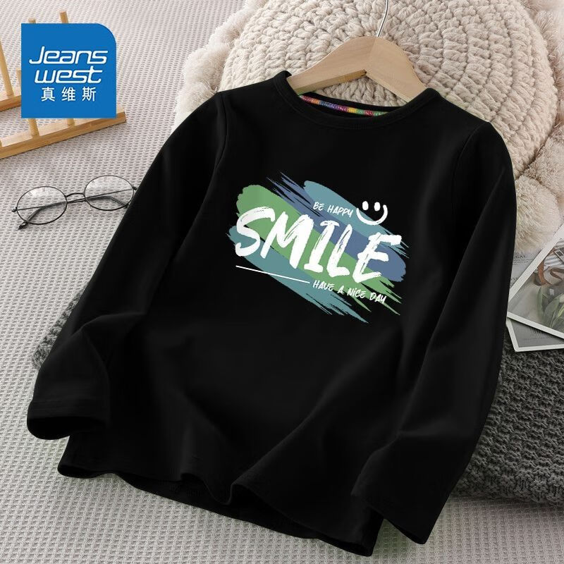 ��ά˹��Jeanswest����ά˹��ͯ����t������2025�¿��ͯ����˧������������װ����� ��ɫˮī΢Ц 90 13.23Ԫ