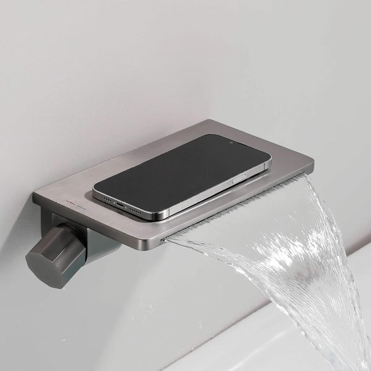 科勒美式科明装浴缸水龙头冷热墙出水浴盆缸边瀑布水龙头贴墙无缝枪灰