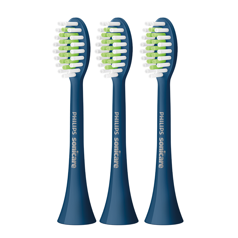 飞利浦（PHILIPS）电动牙刷头官方原装适配HX24系列/HX2461/HX2431/HX2471/01蓝色刷柄清洁亮白  3支装HX2033/03  