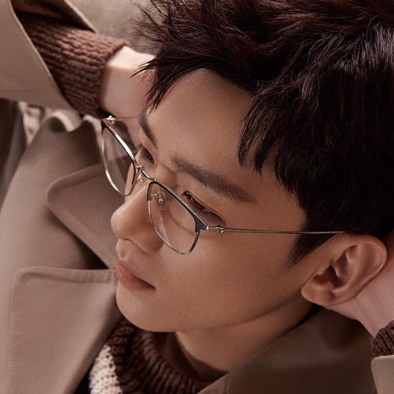 万宝龙（MONTBLANC）光学眼镜男款复古半框镜框亮金色专业配近视眼镜礼物MB0192O-001