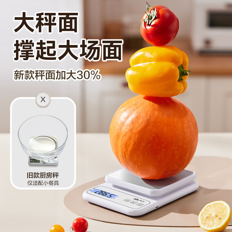 香山 电子秤厨房秤台秤 克称高精度克重秤家用食物称辅食称菜秤茶叶烘培蛋糕克数秤咖啡秤水果秤珠宝秤 电池款钢盘(0.1g/6kg)