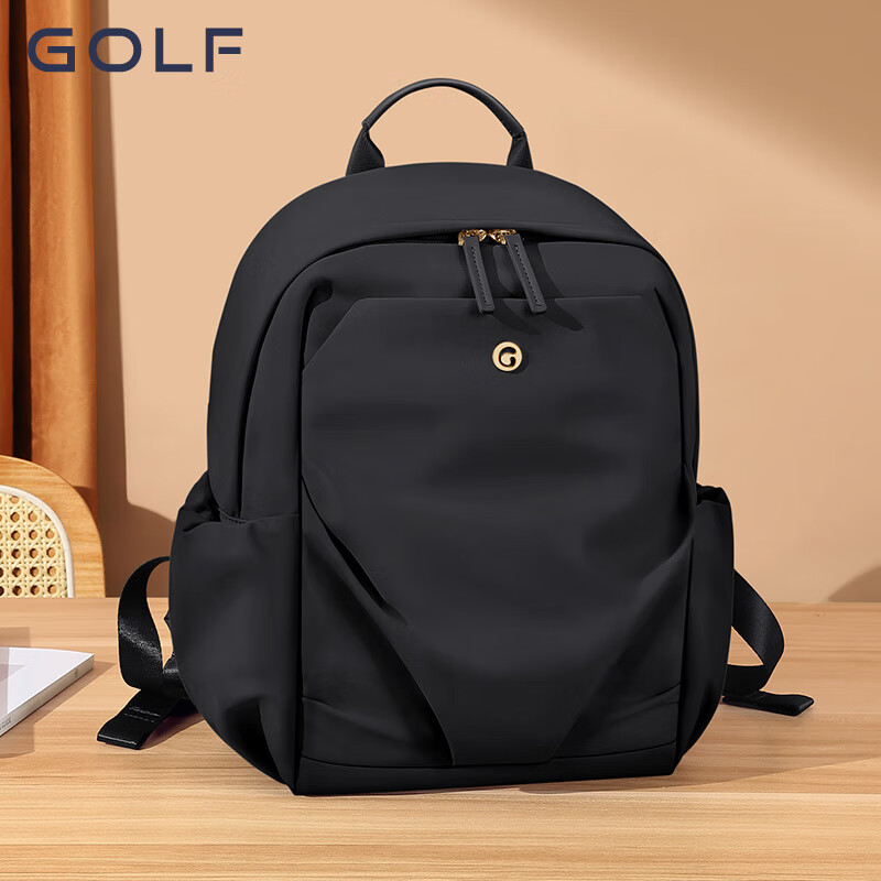 高尔夫（GOLF）双肩包女士旅行背包大容量学生书包休闲运动时尚电脑背包【Q】 款式7-优雅黑