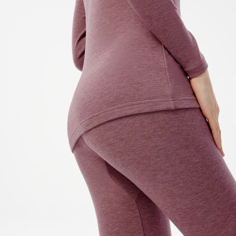 三枪（THREEGUN）热力弹无尺码吸湿秋衣秋裤女情侣保暖内衣双色薄绒礼盒 女 灰紫 S -L（小版）