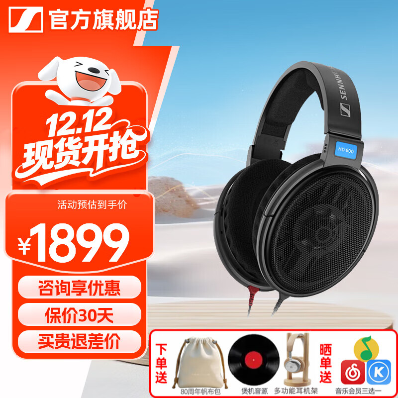 森海塞尔（Sennheiser）头戴式耳机 开放式HiFi高保真音乐耳机耳麦 舒适佩戴发烧级耳机 HD600 【HIFI经典款】