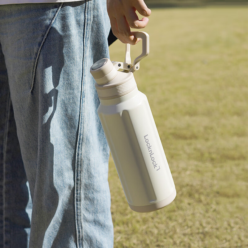 乐扣乐扣（LOCK&LOCK）探索保温保冷运动杯壶便携大容量水杯子军训水杯【年会福利】 米色 1000ml