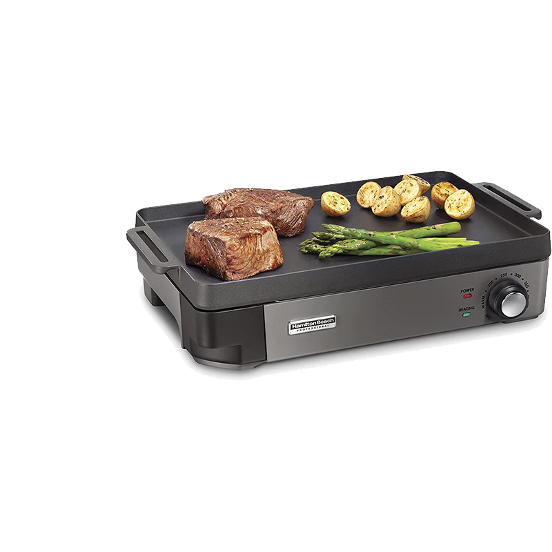 汉美驰(hamilton beach)专业铸铁室内电烧烤炉 10" x 16" 预调味烹饪