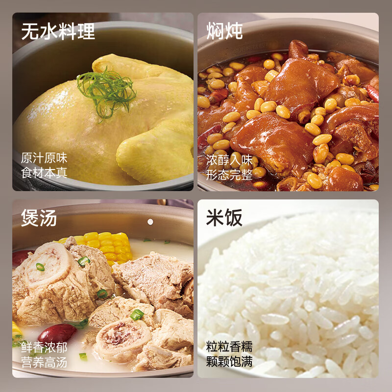 康巴赫纯钛板材电压力锅高压锅电炖锅家用电饭煲智能料理锅家用免排气大容量4-5L多功能锅电饭锅0氟涂层B 钛金色 4L 重磅新品-纯钛高压料理锅