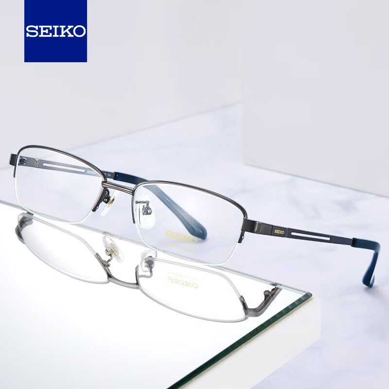精工（SEIKO）眼镜框商务纯钛超轻方框眼镜架男款眼镜近视可配防蓝光带度数镜片 （款一）H01120金色01