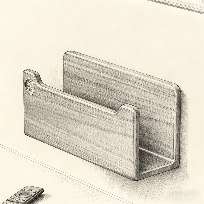 尔思家路由器放置架墙上置物架实木免打孔壁挂式机顶盒家用客厅收纳盒 胡桃色大号【进口实木】