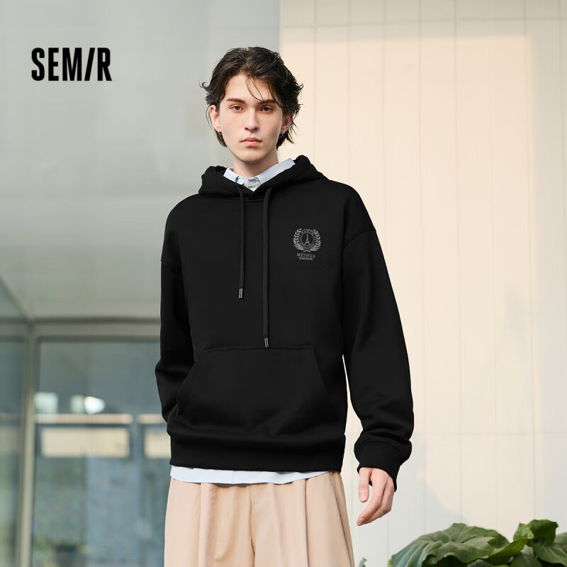 森马（Semir）[卫衣合辑]卫衣男款女款秋冬内搭卫衣保暖外套情侣卫衣上衣 A款-黑色90001 M