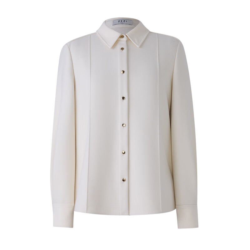 ZEZI弹力舒适羊毛衬衫时尚休闲女士衬衣磨毛保暖厚款秋冬新品通勤女装 优雅黑 L (115-125斤)