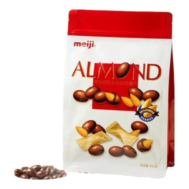 明治meiji巴旦木夾心巧克力550g杏仁牛奶巧克力休閑零食糖果伴手禮包 大袋裝550g(約120顆)