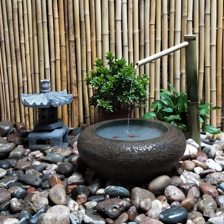 百圣牛日式庭院水景流水景观户外石钵流水石缸枯山水石石槽盆装饰摆件